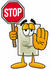 #24481 Clip Art Graphic of a White Electrical Light Switch Cartoon Character Holding a Stop Sign by toons4biz