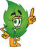 #24510 Clip Art Graphic of a Green Tree Leaf Cartoon Character Pointing Upwards by toons4biz