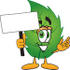 #24528 Clip Art Graphic of a Green Tree Leaf Cartoon Character Holding a Blank Sign by toons4biz