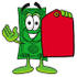 #24549 Clip Art Graphic of a Flat Green Dollar Bill Cartoon Character Holding a Red Sales Price Tag by toons4biz
