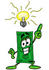 #24564 Clip Art Graphic of a Flat Green Dollar Bill Cartoon Character With a Bright Idea by toons4biz