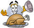 #24769 Clip Art Graphic of a Full Moon Cartoon Character Serving a Thanksgiving Turkey on a Platter by toons4biz