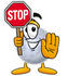 #24773 Clip Art Graphic of a Full Moon Cartoon Character Holding a Stop Sign by toons4biz