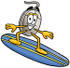 #24790 Clip Art Graphic of a Wired Computer Mouse Cartoon Character Surfing on a Blue and Yellow Surfboard by toons4biz