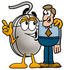 #24796 Clip Art Graphic of a Wired Computer Mouse Cartoon Character Talking to a Business Man by toons4biz