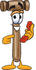 #24852 Clip Art Graphic of a Wooden Mallet Cartoon Character Holding a Telephone by toons4biz