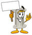 #24968 Clip Art Graphic of a Pillar Cartoon Character Holding a Blank Sign by toons4biz