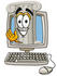 #24975 Clip Art Graphic of a Pillar Cartoon Character Waving From Inside a Computer Screen by toons4biz