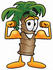 #25001 Clip Art Graphic of a Tropical Palm Tree Cartoon Character Flexing His Arm Muscles by toons4biz