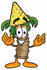 #25032 Clip Art Graphic of a Tropical Palm Tree Cartoon Character Wearing a Birthday Party Hat by toons4biz