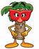 #25048 Clip Art Graphic of a Tropical Palm Tree Cartoon Character Wearing a Red Mask Over His Face by toons4biz