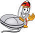 #25174 Clip Art Graphic of a Space Rocket Cartoon Character With a Computer Mouse by toons4biz