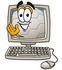 #25221 Clip Art Graphic of a White Soccer Ball Cartoon Character Waving From Inside a Computer Screen by toons4biz