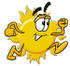 #25241 Clip Art Graphic of a Yellow Sun Cartoon Character Running by toons4biz