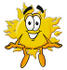 #25247 Clip Art Graphic of a Yellow Sun Cartoon Character Sitting by toons4biz