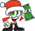 #25266 Clip Art Graphic of a Santa Claus Cartoon Character Holding a Dollar Bill by toons4biz