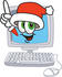 #25267 Clip Art Graphic of a Santa Claus Cartoon Character Waving From Inside a Computer Screen by toons4biz
