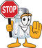 #25282 Clip Art Graphic of a Salt Shaker Cartoon Character Holding a Stop Sign by toons4biz