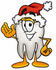 #25311 Clip Art Graphic of a Human Molar Tooth Character Wearing a Santa Hat and Waving by toons4biz
