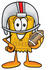 #25437 Clip Art Graphic of a Golden Admission Ticket Character in a Helmet, Holding a Football by toons4biz