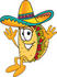 #25520 Clip Art Graphic of a Crunchy Hard Taco Character Wearing a Sombrero and Jumping by toons4biz