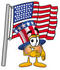 #25589 Clip Art Graphic of a Patriotic Uncle Sam Character Pledging Allegiance to an American Flag by toons4biz