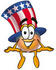 #25611 Clip Art Graphic of a Patriotic Uncle Sam Character Sitting by toons4biz