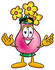 #25712 Clip Art Graphic of a Pink Vase And Yellow Flowers Cartoon Character With Welcoming Open Arms by toons4biz