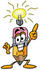 #25986 Clip Art Graphic of a Yellow Number 2 Pencil With an Eraser Cartoon Character With a Bright Idea by toons4biz