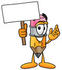 #26008 Clip Art Graphic of a Yellow Number 2 Pencil With an Eraser Cartoon Character Holding a Blank Sign by toons4biz