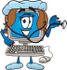 #26222 Clip Art Graphic of a Female Desktop Computer Cartoon Character Nurse Holding a Stethoscope by toons4biz