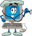 #26224 Clip Art Graphic of a Male Desktop Computer Cartoon Character Nurse or Doctor Holding a Stethoscope by toons4biz