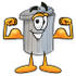 #26550 Clip Art Graphic of a Metal Trash Can Cartoon Character Flexing His Arm Muscles by toons4biz