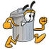 #26560 Clip Art Graphic of a Metal Trash Can Cartoon Character Running by toons4biz