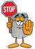 #26567 Clip Art Graphic of a Metal Trash Can Cartoon Character Holding a Stop Sign by toons4biz