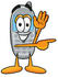 #26642 Clip Art Graphic of a Gray Cell Phone Cartoon Character Waving and Pointing by toons4biz