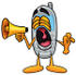 #26645 Clip Art Graphic of a Gray Cell Phone Cartoon Character Screaming Into a Megaphone by toons4biz