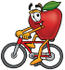 #26676 Clip art Graphic of a Red Apple Cartoon Character Riding a Bicycle by toons4biz