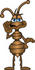 #27498 Clip Art Graphic of a Brown Ant Insect Mascot Character Holding His Hand Up To His Cheek While Whispering A Secret And Gossiping by toons4biz