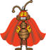 #27512 Clip Art Graphic of a Brown Ant Insect Mascot Character Dressed as a Super Hero by toons4biz