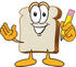 #27523 Clip Art Graphic of a White Bread Slice Mascot Character Writing With a Yellow Pencil by toons4biz