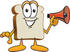 #27537 Clip Art Graphic of a White Bread Slice Mascot Character Preparing to Make an Announcement With a Bullhorn Megaphone by toons4biz