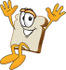 #27541 Clip Art Graphic of a Happy White Bread Slice Mascot Character Jumping by toons4biz