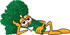 #27543 Clip Art Graphic of a Broccoli Mascot Character Reclined and Resting His Head on His Hand by toons4biz
