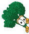 #27545 Clip Art Graphic of a Broccoli Mascot Character Looking Around a Corner by toons4biz