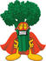 #27546 Clip Art Graphic of a Broccoli Mascot Character Wearing a Mask and Super Hero Cape by toons4biz