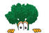 #27551 Clip Art Graphic of a Broccoli Mascot Character Peeking Over a Surface With a Scared Expression by toons4biz