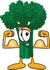 #27553 Clip Art Graphic of a Broccoli Mascot Character Flexing His Arm Bicep Muscles and Showing His Strength by toons4biz
