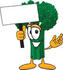 #27555 Clip Art Graphic of a Broccoli Mascot Character Waving a Blank White Advertisement Sign by toons4biz