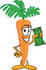 #27580 Clip Art Graphic of an Organic Veggie Carrot Mascot Character Holding a Green Dollar Bill by toons4biz